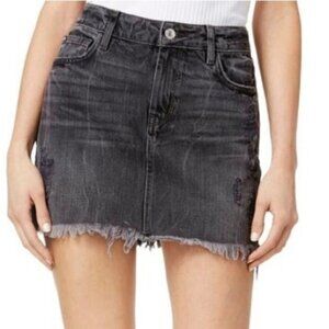 Guess Gray Stella Destroy Denim Mini Skirt S